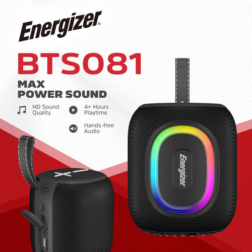 Energizer BTS081 - Kompakter Bluetooth-Lautsprecher mit 8 W Leistung, FM-Radio und USB-/SD-Unterstützung