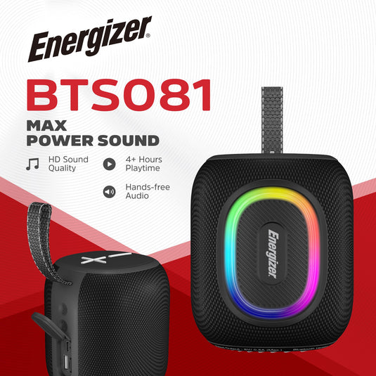 Energizer BTS081 - Kompakter Bluetooth-Lautsprecher mit 8 W Leistung, FM-Radio und USB-/SD-Unterstützung