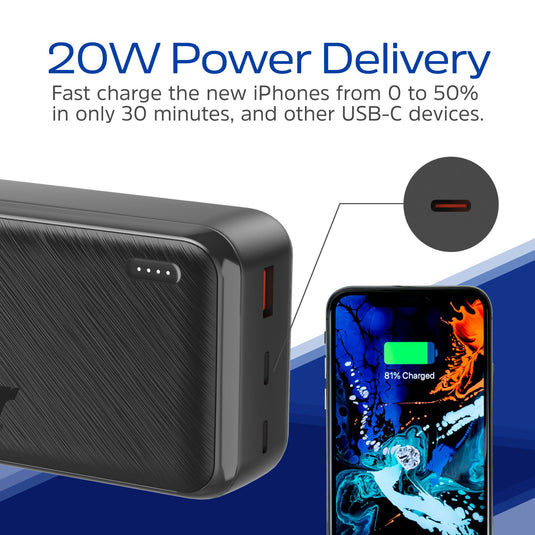 Energizer UE30055PQ - 30.000 mAh, 22,5 W Schnellladefunktion, Powerbank mit extrem hoher Kapazität