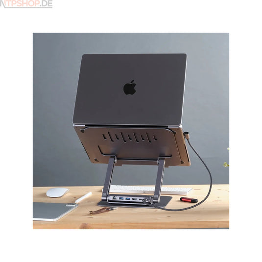 Adam Elements AAPADHUBSTDPGY Casa Hub Stand Pro USB-C 6-in-1 Laptop Stand Hub - New-Tech-Products GmbH NTP NTPShop.de www.ntpshop.de www.new-tech-products.de all4living Onlineshop Online Store Gadgets Elektrogeräte