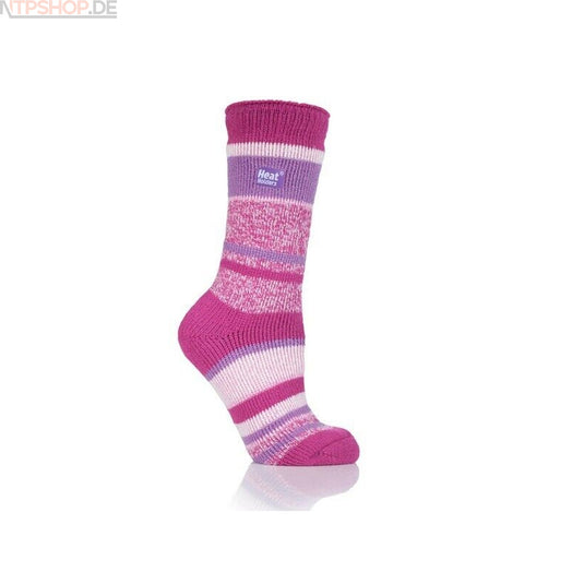 Heat Holders Damen Thermo-Socken Pink Lila gestreift 37-42