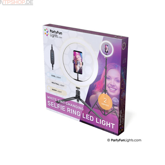 PartyFunLights Selfie-Ring LED-Licht 30 cm - New-Tech-Products GmbH NTP NTPShop.de www.ntpshop.de www.new-tech-products.de all4living Onlineshop Online Store Gadgets Elektrogeräte