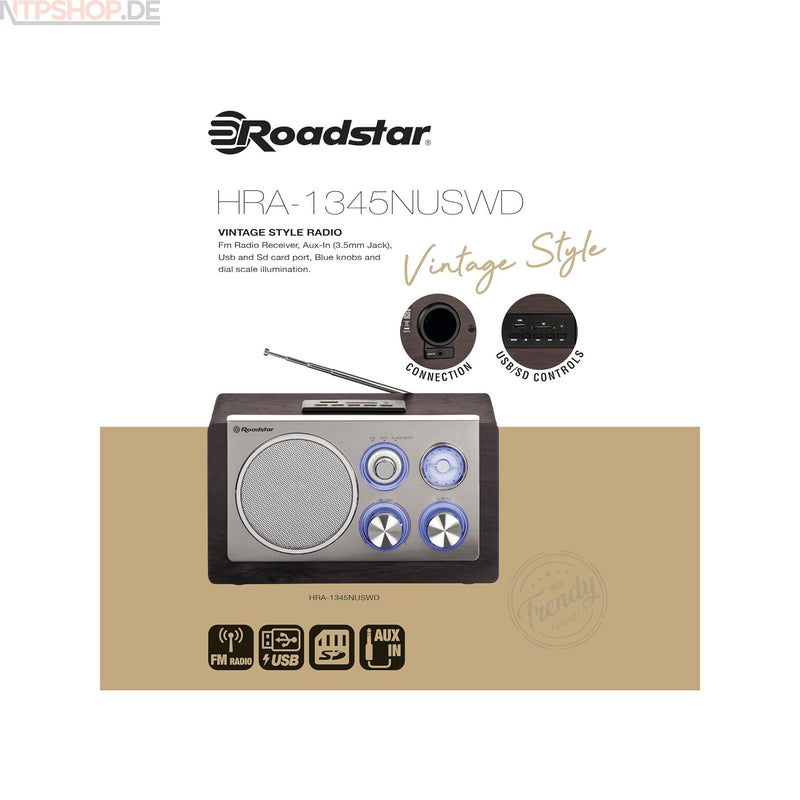 Laden Sie das Bild in Galerie -Viewer, Roadstar HRA-1345N USWD Vintage Style Radio B-Ware (R1F1)
