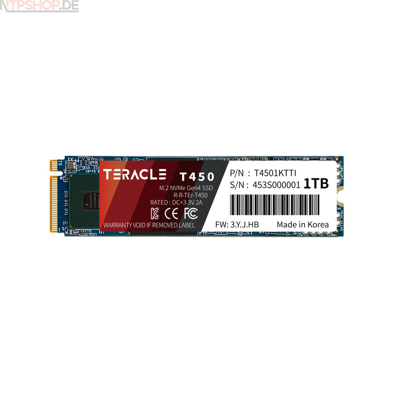 Laden Sie das Bild in Galerie -Viewer, Teracle T450 M.2 2280 NVMe Interne SSD - PCIe Gen4 x4, High-Performance 7400 MB/s Lesen, 6400 MB/s Schreiben, PC/Laptop/PS5/Xbox Gaming
