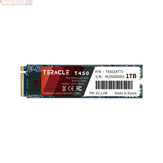 Teracle T450 M.2 2280 NVMe Interne SSD - PCIe Gen4 x4, High-Performance 7400 MB/s Lesen, 6400 MB/s Schreiben, PC/Laptop/PS5/Xbox Gaming