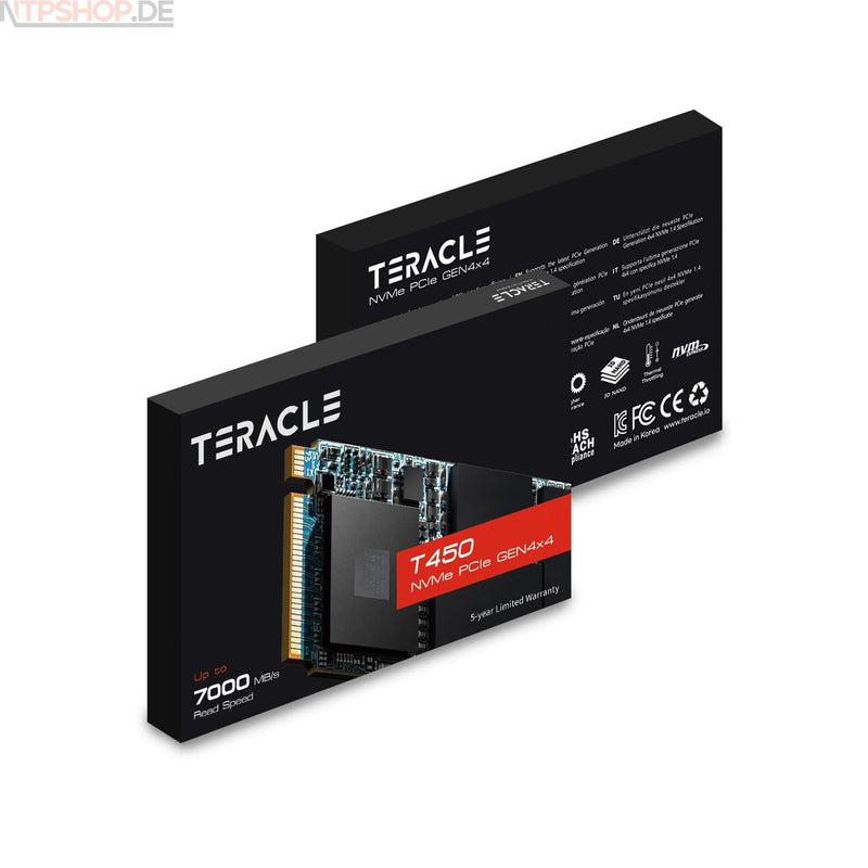 Laden Sie das Bild in Galerie -Viewer, Teracle T450 M.2 2280 NVMe Interne SSD - PCIe Gen4 x4, High-Performance 7400 MB/s Lesen, 6400 MB/s Schreiben, PC/Laptop/PS5/Xbox Gaming
